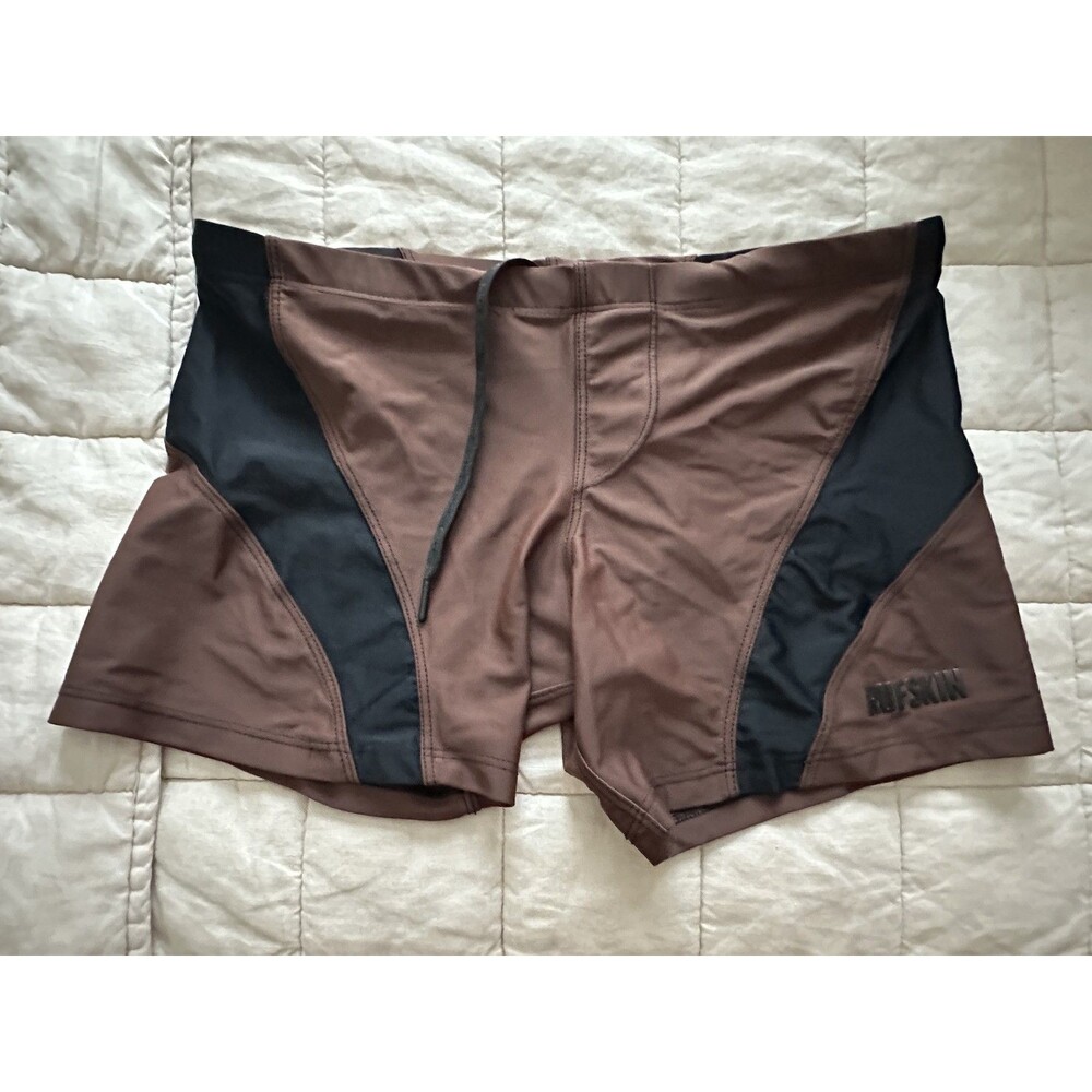 Rufskin Men's Brown Boxcut Trunk Swimsuit Size Large